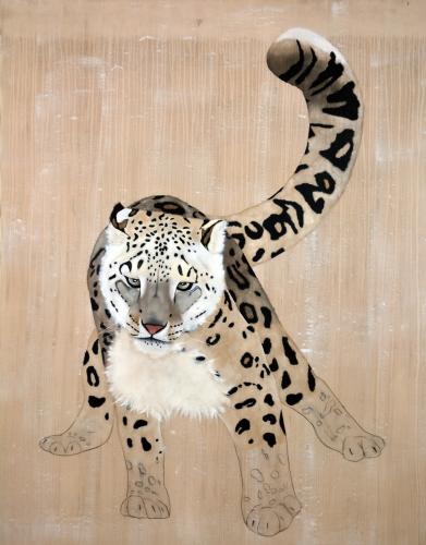  snow leopard panthera uncia ounce threatened endangered extinction 動物画 Thierry Bisch Contemporary painter animals painting art decoration nature biodiversity conservation